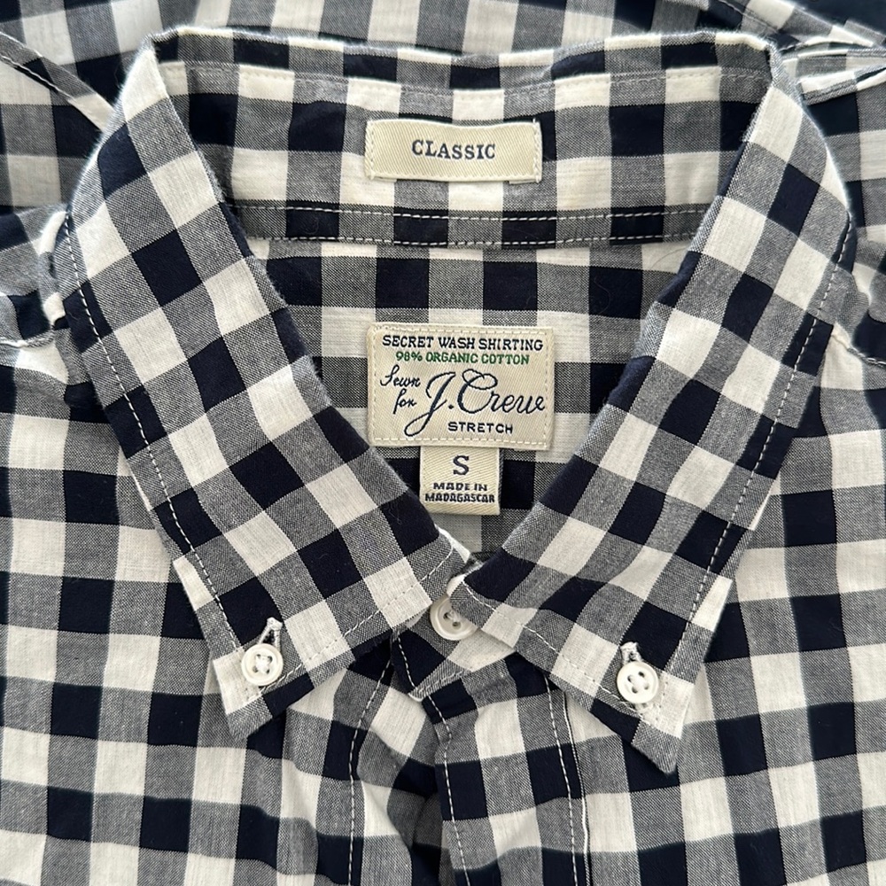 J. Crew Long-Sleeve Button Down - Classic Fit, S in Blue Gingham